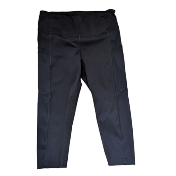 Women's Leggings Black Cropped‎ Medium Yoga Workout Drawstring activewear - Picture 1 of 8